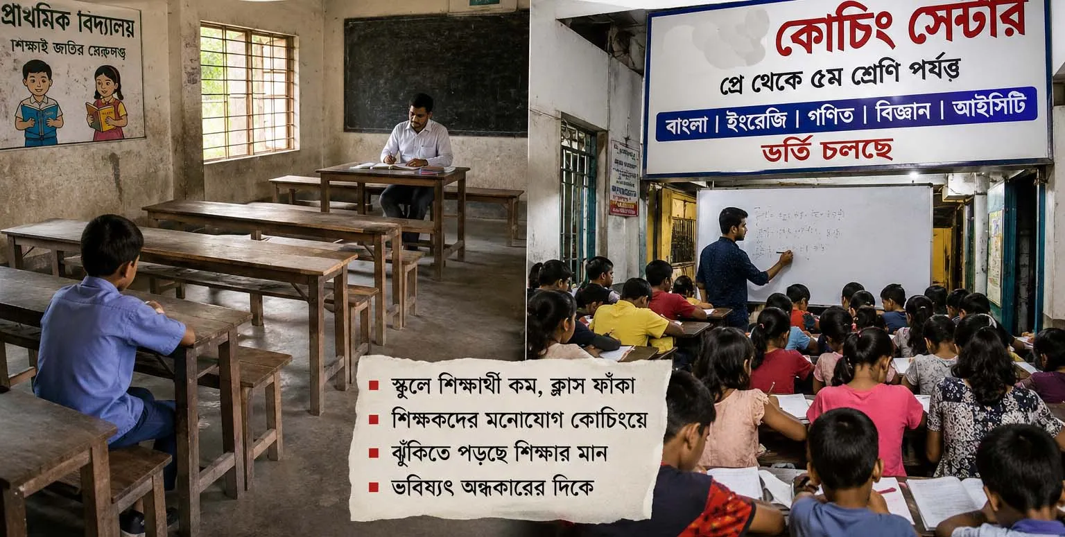 বরিশালে শিক্ষকদের কোচিং বাণিজ্যের কারণে মুখ থুবড়ে পড়েছে প্রাথমিক শিক্ষা